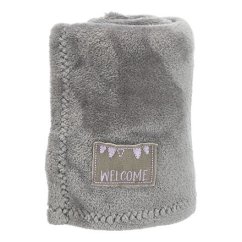 JUNIOR set - deka 75 x 50 cm + plyšový medvídek, šedá/světle fialová