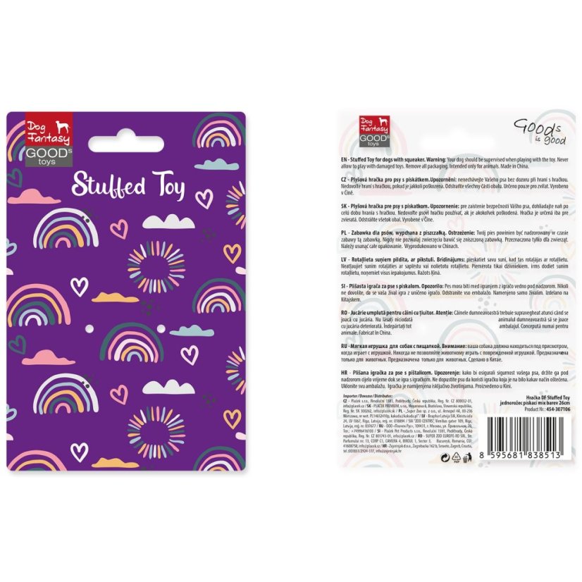 Hračka Dog Fantasy Stuffed Toy jednorožec pískací mix barev 26cm