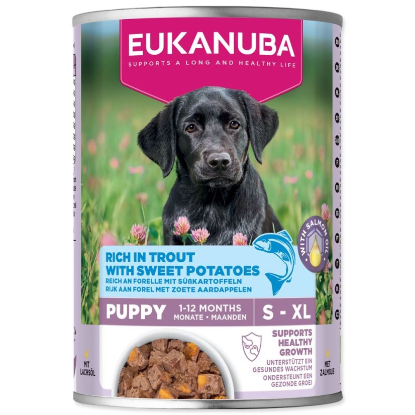 Konzerva EUKANUBA Puppy bohatá na pstruha s batáty 400 g