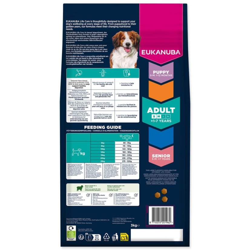 Krmivo EUKANUBA Adult Small and Medium breed rich in lamb 3kg