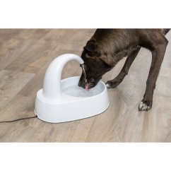 Fontána na vodu s oblým kohoutkem, 2,5 l/25 × 24,5 × 35 cm, plast, bílá