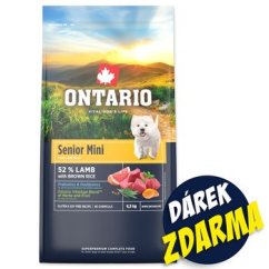 Krmivo Ontario Senior Mini Lamb  6,5kg+ 3 konzervy 200g ZDARMA
