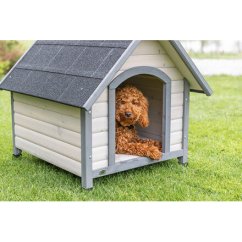 Natura bouda pro psa se sedlovou střechou, M: 77 x 82 x 88 cm, šedá