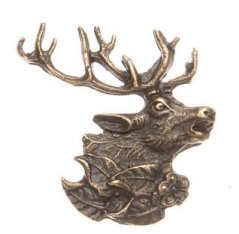 Hlava jelena s lístky (odznak na klobouk)