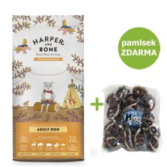 Harper and Bone Dog Adult Large & Medium divoké hory 12 kg + Pamlsek Ball with meatball 1,5 kg