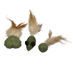 Hračka pro kočky s peřím a catnipem - srdce, myš, koule 