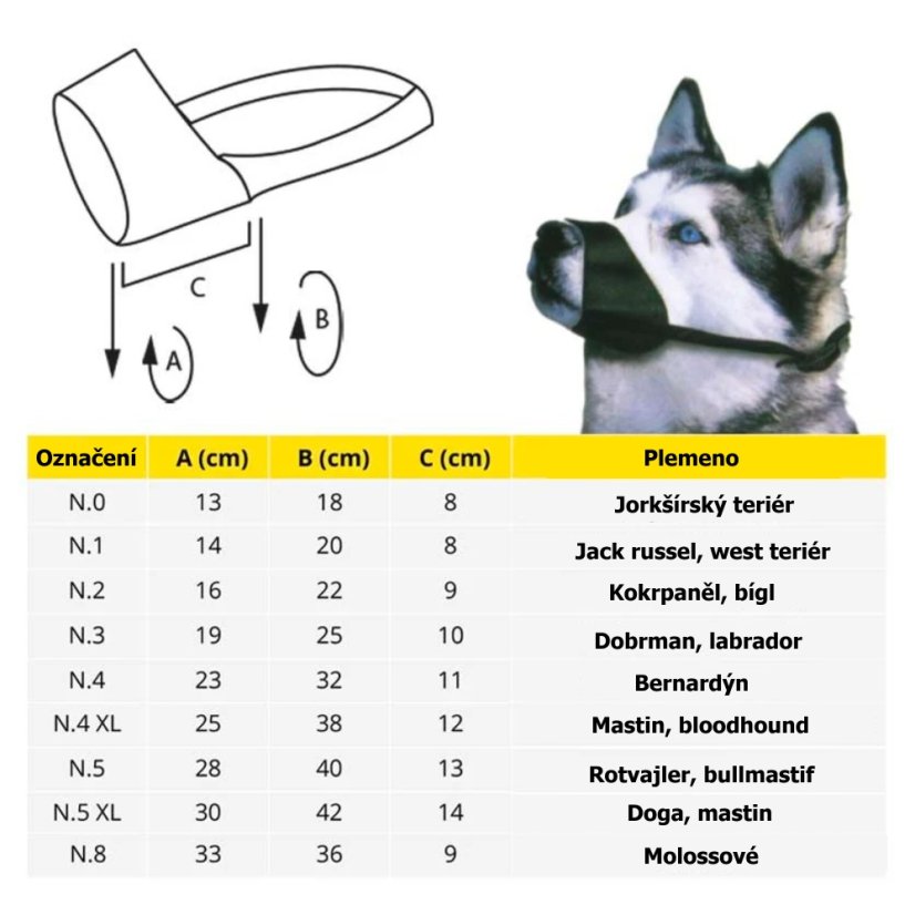 Náhubek ochranný nylon Muzzle č.8 molossové