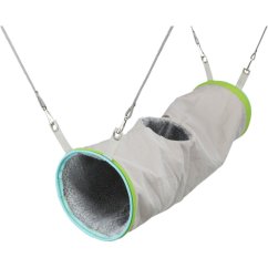 Nylon.tunel s kožešinou pro fretky, závěsný do klece 20x45cm
