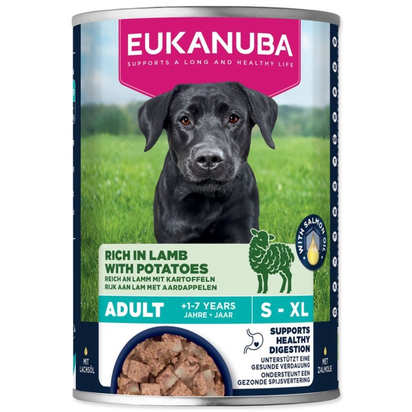 Konzerva EUKANUBA Adult bohatá na jehněčí s bramborami 400 g