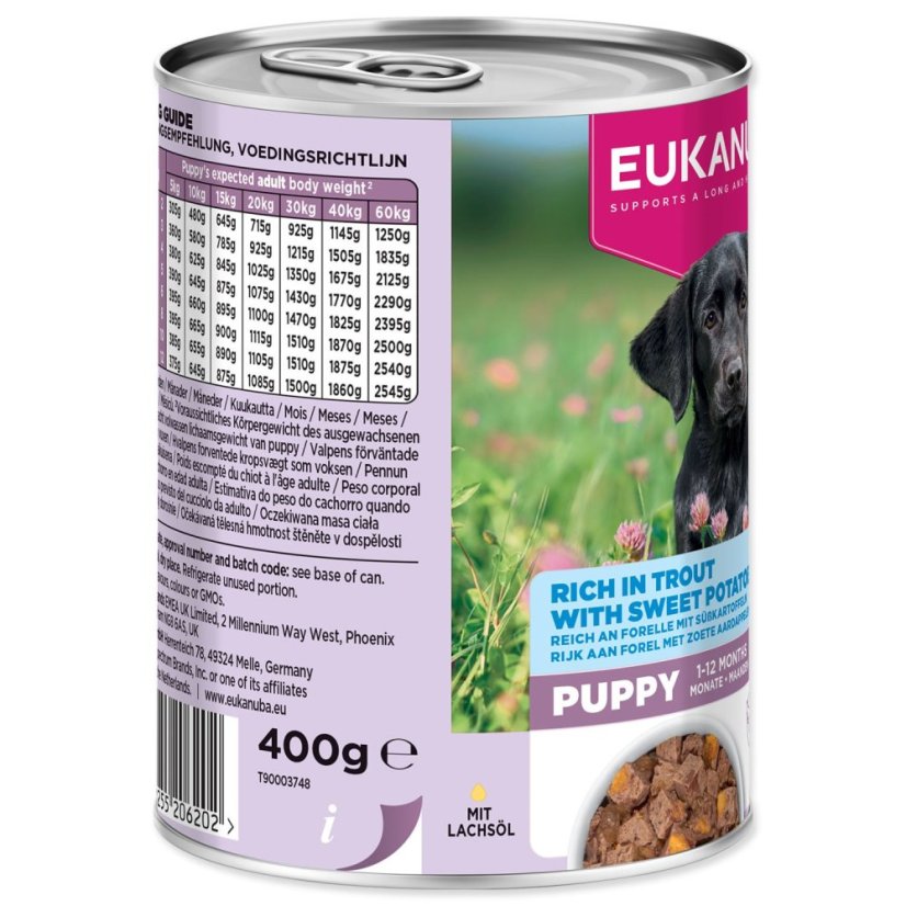 Konzerva EUKANUBA Puppy bohatá na pstruha s batáty 400 g