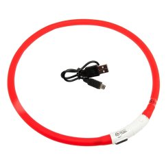 LED obojek dobíjecí Karlie, červená 35 cm