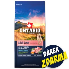 Krmivo Ontario Large Weight Control Turkey & Brown Rice 12kg+Pochoutka Ontario kachna 500g