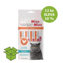 Miau Miau Creamy Snacks Cat kuřecí 4 pack (12 ks) SLEVA 10 %