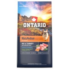 Krmivo Ontario Mini & Medium Weight Control Turkey & Brown Rice 6,5kg