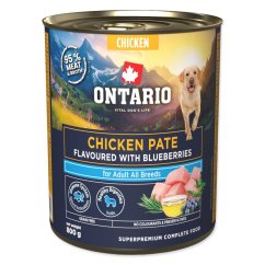 Konzerva Ontario Adult kuřecí pate s příchutí borůvek 800g