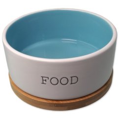 Miska Dog Fantasy keramická FOOD bílá/modrá s podtáckem 16x6,5cm, 850ml