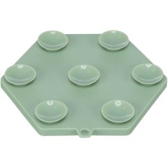 Lick´n´Snack HEXAGON s přísavkami - podložka k pomalému krmení, 17 cm, TPR/plast, zelená