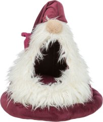 Xmas Bed Dwarf, vánoční sametová kukaň Skřítek, ø 45 × 47 cm, bordó