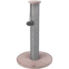 Škrabací sloupek LIVIA s plyšovou kuličkou, 64 cm, sisal/plyš, starorůžová