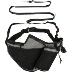 Joggingový pás s vodítkem, pás: 70-130 cm, vodítko 1.15-1.50 m, 20mm, šedá