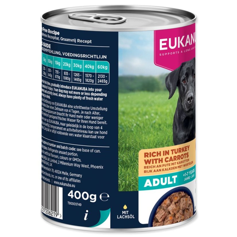 Konzerva EUKANUBA Adult bohatá na krůtí s mrkví 400 g