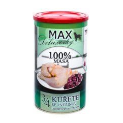 MAX Deluxe Dog 3/4 kuřete se zvěřinou, konzerva 1200 g