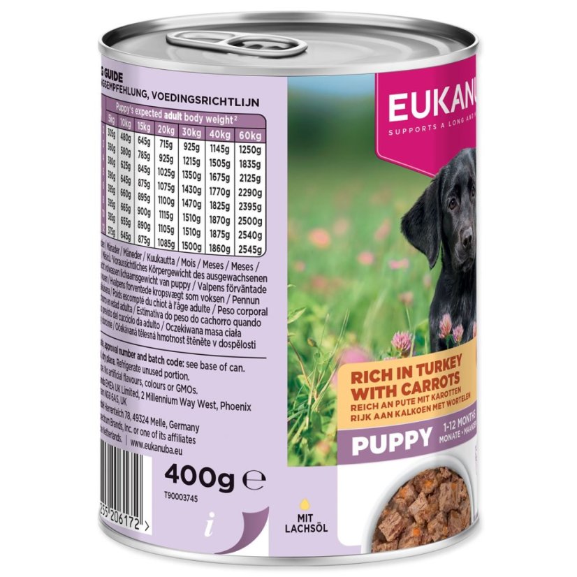 Konzerva EUKANUBA Puppy bohatá na krůtí s mrkví 400 g