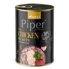 NEW PIPER s kuřecími srdíčky a špenátem, konzerva pro psy 400 g
