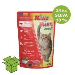 Miau Miau Cat hovězí, kapsa 100 g (24 ks) SLEVA 10 %