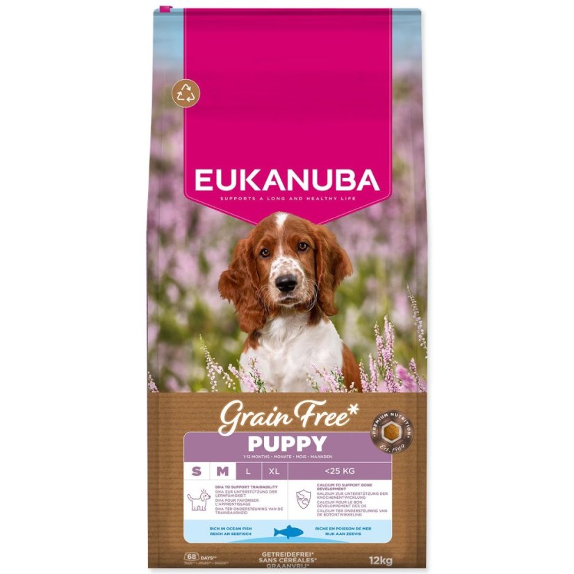 Krmivo  EUKANUBA Grain Free Puppy Small & Medium rich in ocean fish 12kg