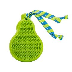 Dentální hračka hruška s látkovým střapcem 9 cm, pro štěňata, přírodní guma, HipHop Dog
