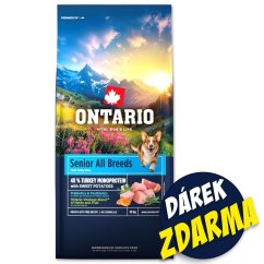 Krmivo Ontario Senior All Breeds Monoprotein Turkey&Sweet Potatoes12kg+Pochoutka Ontario kachna 500g