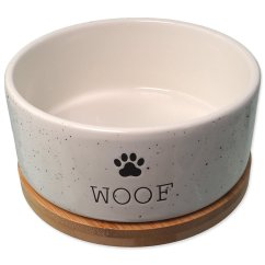 Miska Dog Fantasy keramická bílá WOOF s podtáckem 16x6,5cm, 850ml