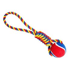 Vrhací přetahovadlo HipHop Dog s tenisákem 6 cm, 36 cm /130 g zelená, modrá, žlutá