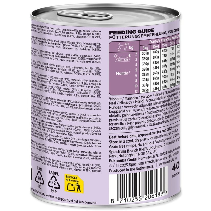 Konzerva EUKANUBA Puppy bohatá na hovězí s dýní 400 g