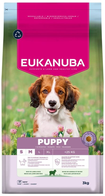 Krmivo EUKANUBA Puppy Small & Medium rich in lamb 3kg
