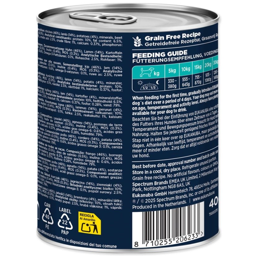Konzerva EUKANUBA Adult bohatá na jehněčí s bramborami 400 g
