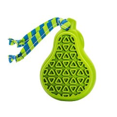 Dentální hračka hruška s látkovým střapcem 9 cm, pro štěňata, přírodní guma, HipHop Dog