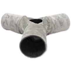 Tunel Magic Cat plyš tvar Y šustící šedý 80x80x25cm