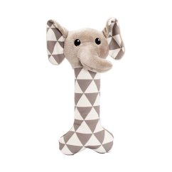 Plátěná kost s hlavou slona, se zvukem, 24 cm, krémová/šedá, HipHop Dog