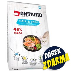 Krmivo Ontario Cat Hair & Skin 2kg + 4 kapsičky ZDARMA