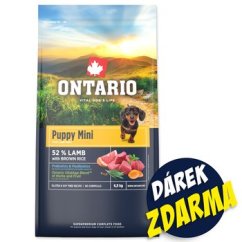 Krmivo Ontario Puppy Mini Lamb 6,5kg + 3 konzervy 200g ZDARMA