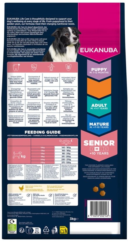 Krmivo EUKANUBA Senior Medium rich in fresh chicken 3kg