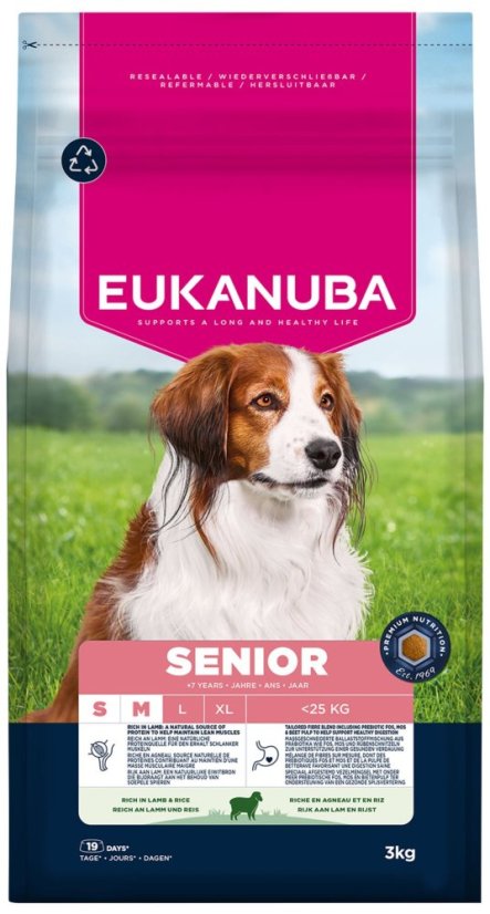 Krmivo EUKANUBA Senior Small and Medium rich in lamb 3kg
