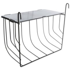 Závěsné černé kovové jesličky na seno s víkem 25 × 18 × 12 cm