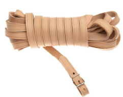 Plochá barvářská šňůra ukončená přezkou - šíře 14 mm, přírodní