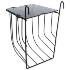 Závěsné černé kovové jesličky na seno s víkem 13 × 18 × 12 cm