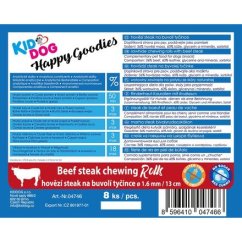 KIDDOG hovězí steak na buvolí tyčince - 16 mm/13 cm 250 g (8 ks/bal.)