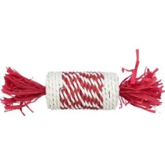 Xmas Candy Roll - 100% přírodní hračka pro hlodavce, 18 cm, červená/bílá