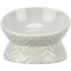 Keramická miska vyvýšená, ergonomický tvar, 0,15 l / 13 cm, světlešedá